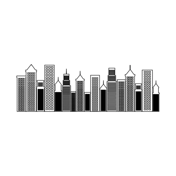Edificios de paisaje urbano icono aislado — Vector de stock