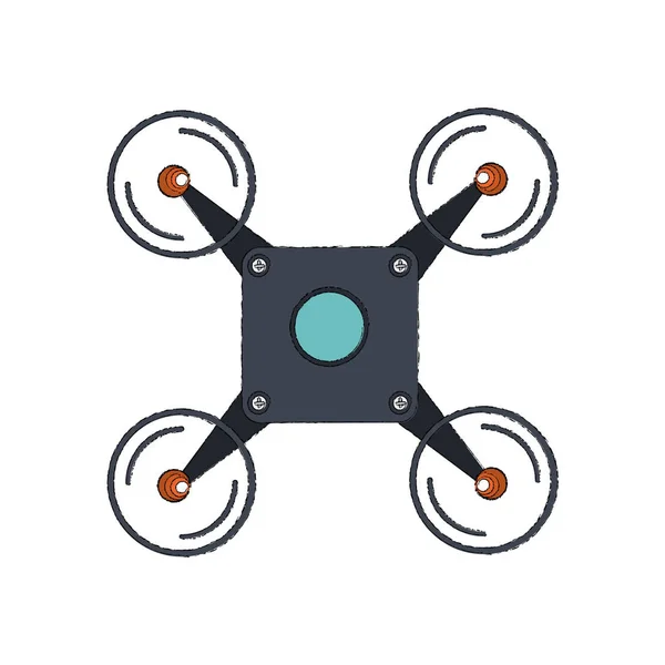 Tecnologia drone volare icona isolata — Vettoriale Stock
