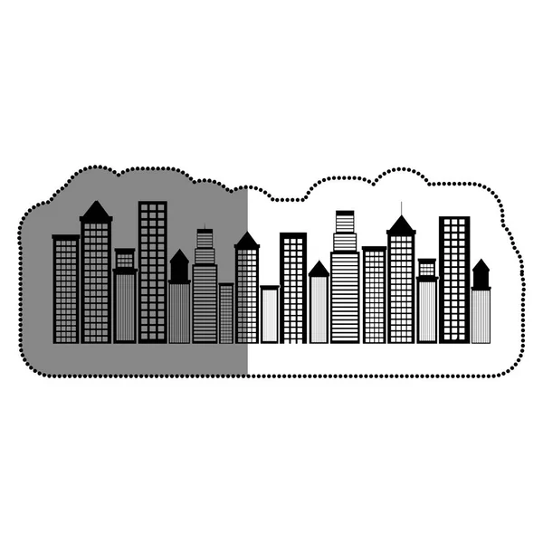 Edificios de paisaje urbano icono aislado — Vector de stock