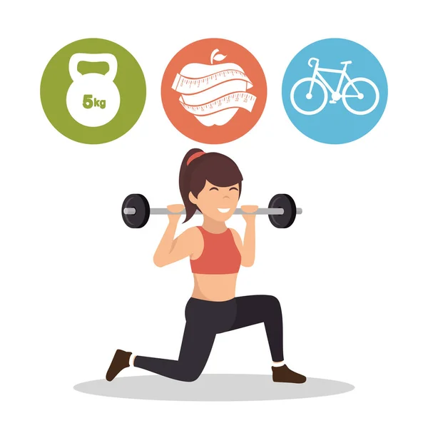 Fitness elementos de estilo de vida iconos — Vector de stock