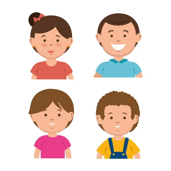 Niños pequeños personajes avatar — Vector de stock