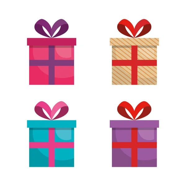 Geschenkdoos presenteert set pictogrammen — Stockvector