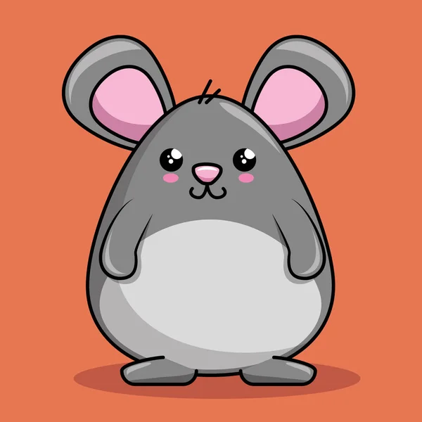 Schattige muis kawaii tekenstijl — Stockvector