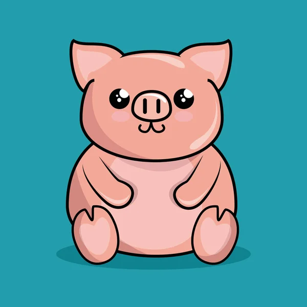 可爱的小猪角色，卡哇伊风格 — 图库矢量图片