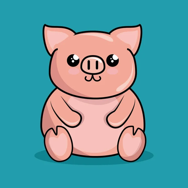 Schattig piggy tekenstijl kawaii — Stockvector