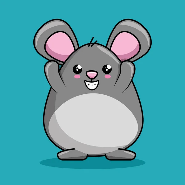 Lindo ratón carácter kawaii estilo — Vector de stock