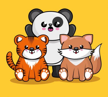 sevimli hayvanlar karakter kawaii stili