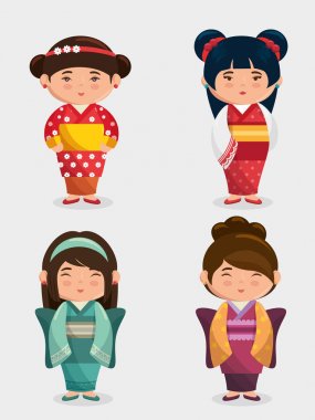 sevimli Japon kızlar grup kawaii stili