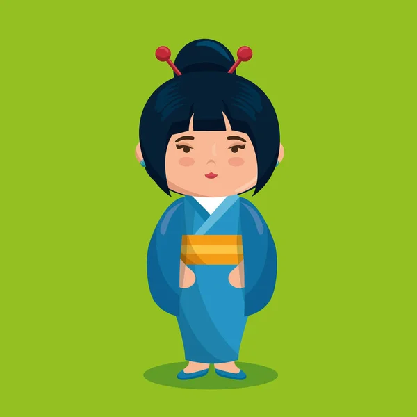Sevimli Japon kız karakter — Stok Vektör