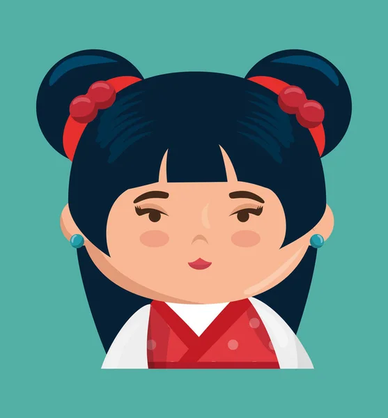 Cute japanese girl character — Stock Vector