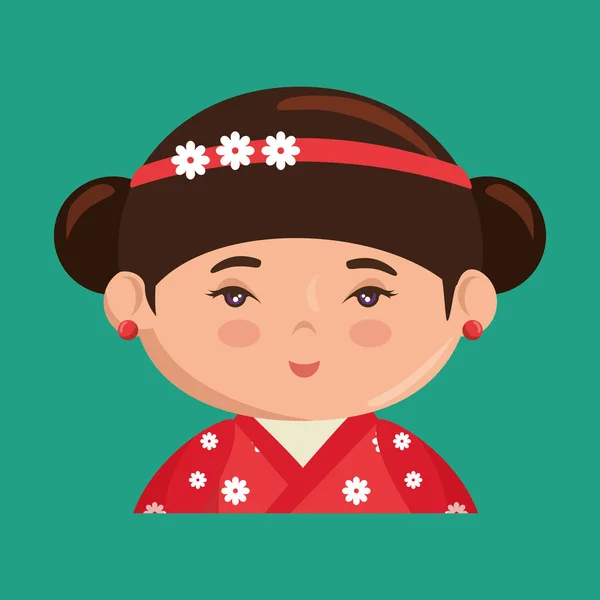 可爱的日本女孩性格 — 图库矢量图片