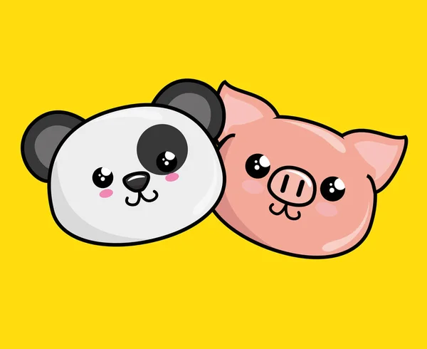 Animaux mignons personnages style kawaii — Image vectorielle
