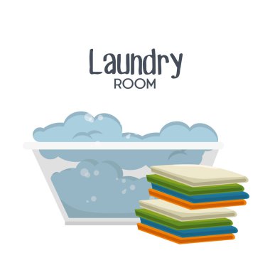 Çamaşırhane oda düz simgeler