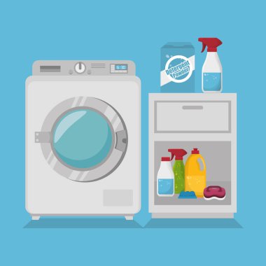 Çamaşırhane oda düz simgeler