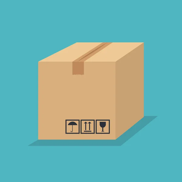 Caja de cartón icono del paquete — Vector de stock