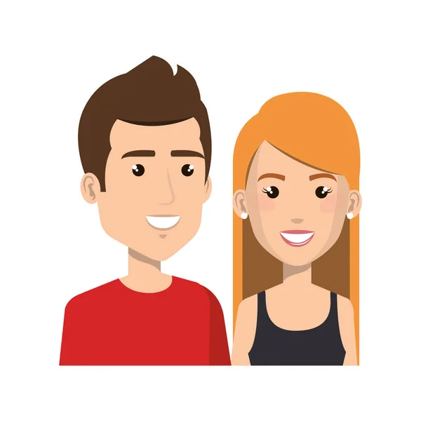 Jóvenes avatares pareja personajes — Vector de stock