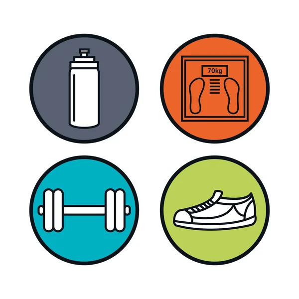 Weight lifting lifestyle icons — Stock Vector