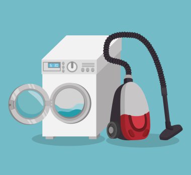 Çamaşırhane oda düz simgeler