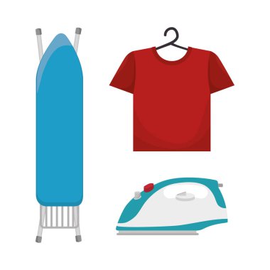 Çamaşırhane oda düz simgeler