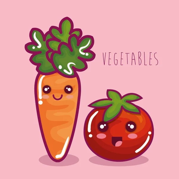 Verduras frescas carácter divertido — Vector de stock