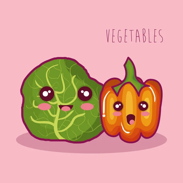Verduras frescas carácter divertido — Vector de stock