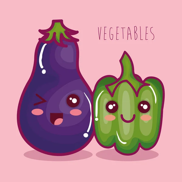 Verduras frescas carácter divertido — Vector de stock