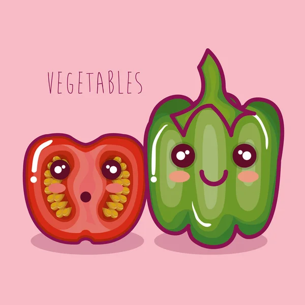 Verduras frescas carácter divertido — Vector de stock