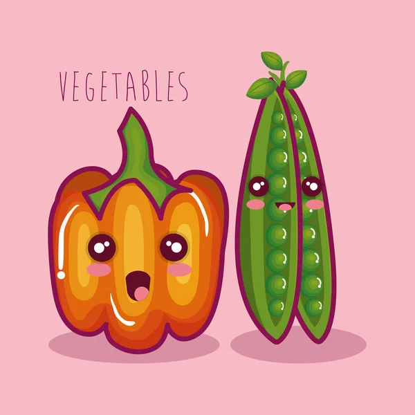 Verduras frescas carácter divertido — Vector de stock