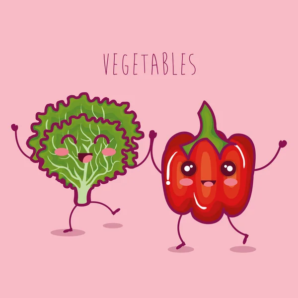 新鮮な野菜の面白い文字 — ストックベクタ