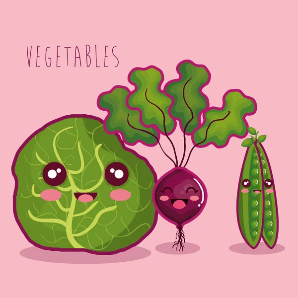 新鲜蔬菜滑稽的性格 — 图库矢量图片