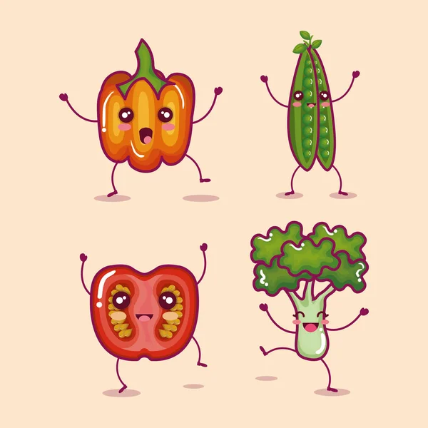 Verduras frescas carácter divertido — Archivo Imágenes Vectoriales