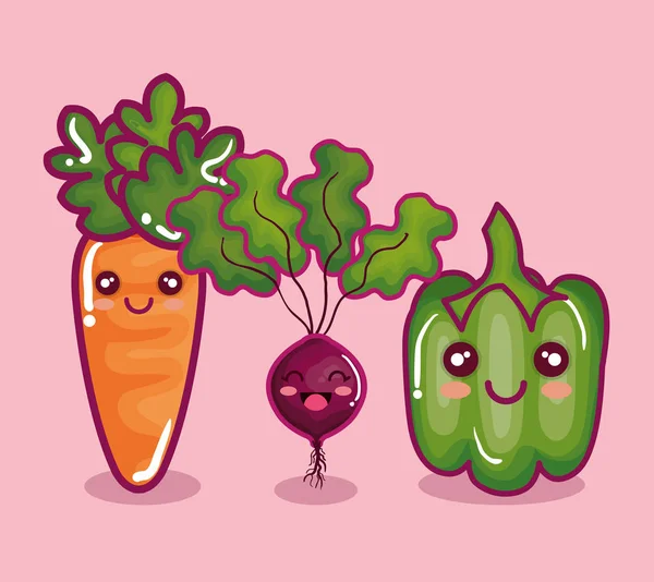 新鲜蔬菜滑稽的性格 — 图库矢量图片