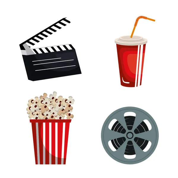 Cinema entertainment flat icons — Stock Vector