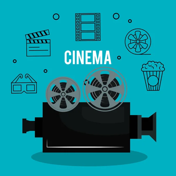 Cinéma divertissement icônes plates — Image vectorielle