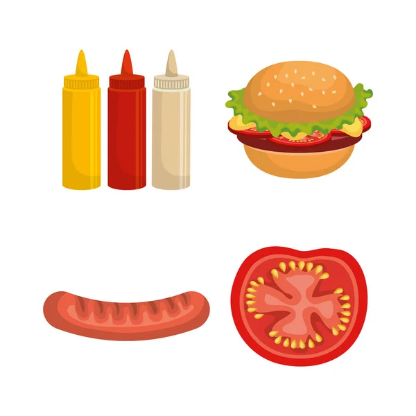 Delicious picnic set icons — Stock Vector