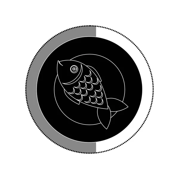 Plato con pescado menú de mariscos — Vector de stock