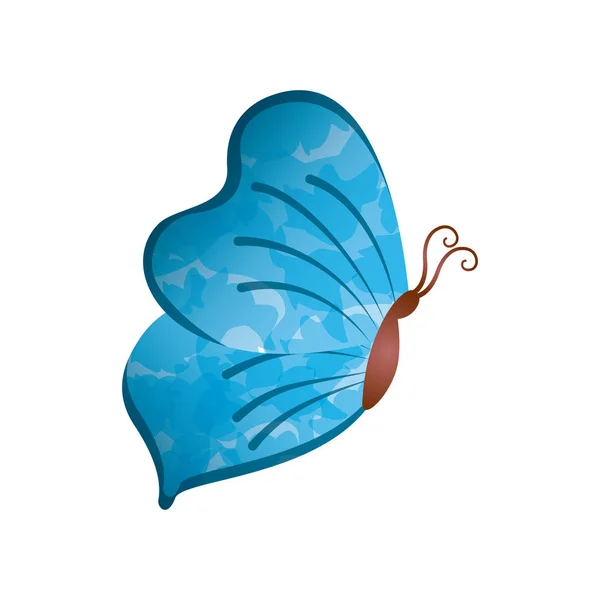 Blauwe vlinder pictogram — Stockvector