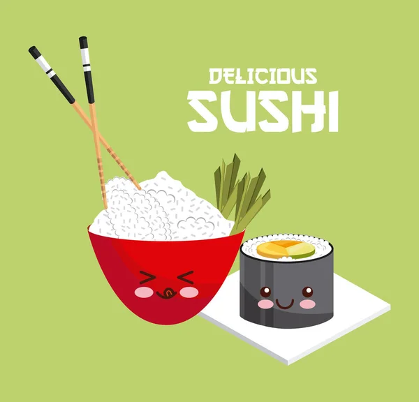 Delicioso diseño de sushi — Vector de stock