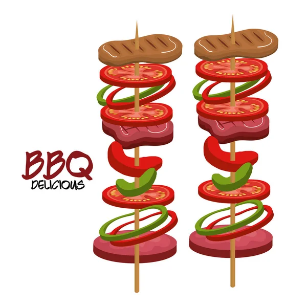 Meat stick delicious bbq food — Stock Vector