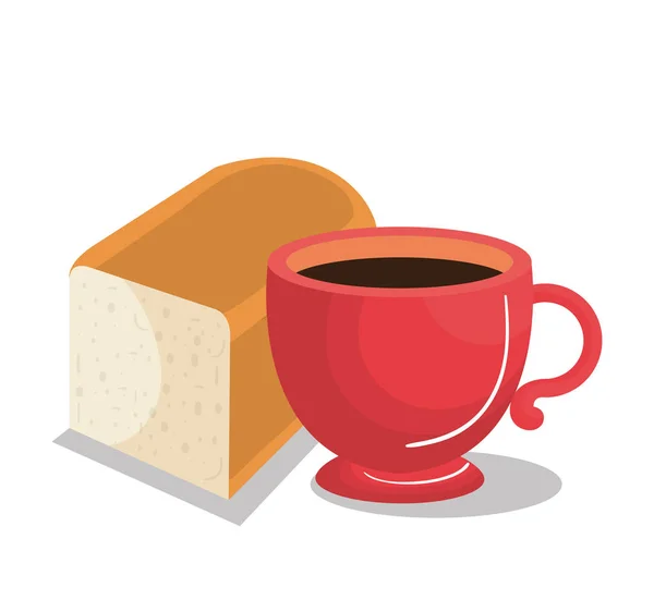 咖啡和面包的美味早餐 — 图库矢量图片