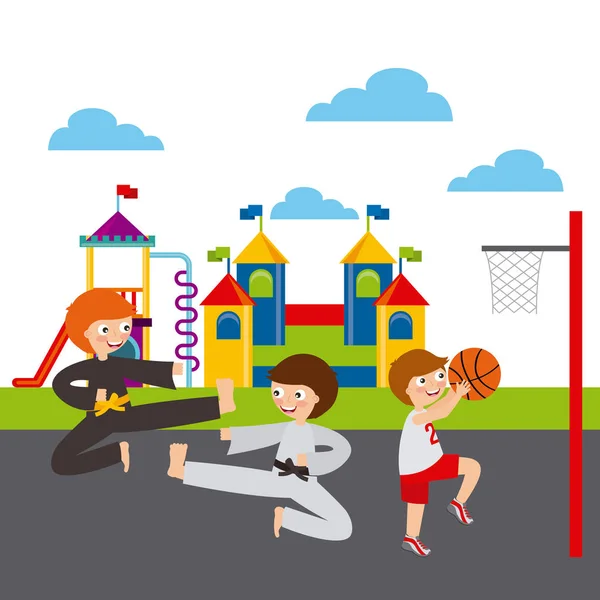 Děti a sportovní design — Stockový vektor