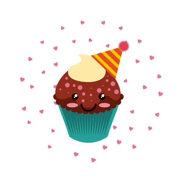 Verjaardag cupcake pictogram — Stockvector