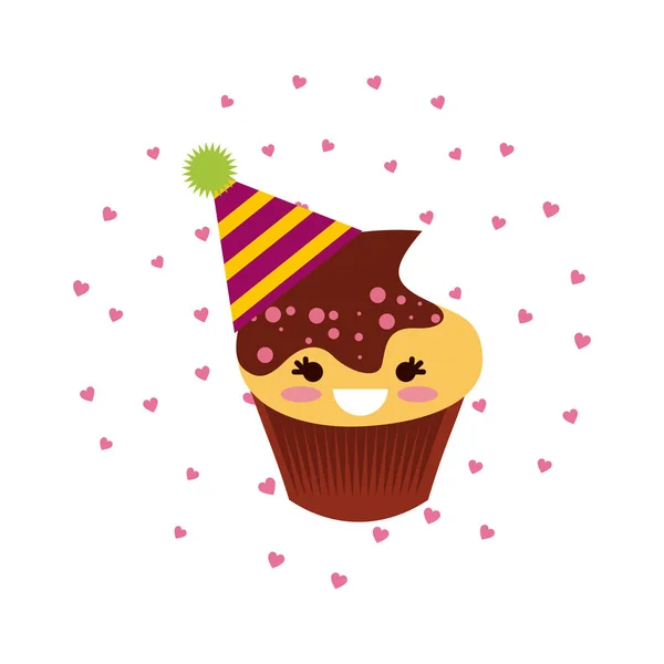 Verjaardag cupcake pictogram — Stockvector