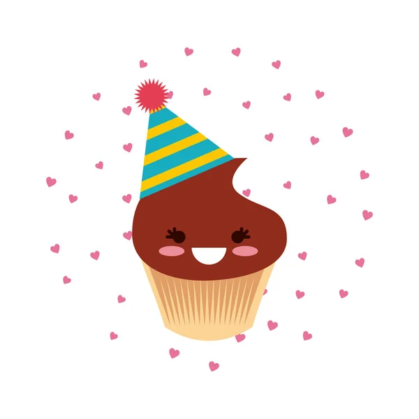 Cupcake de cumpleaños icono — Vector de stock