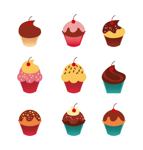 Icône cupcakes sucrés — Image vectorielle