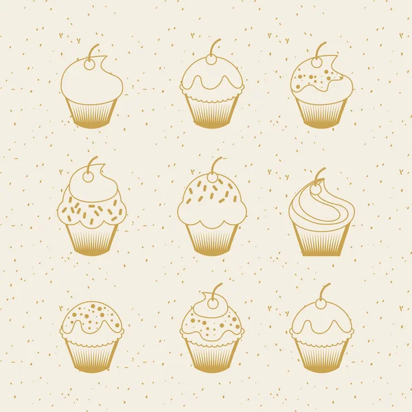 Icône cupcakes sucrés — Image vectorielle