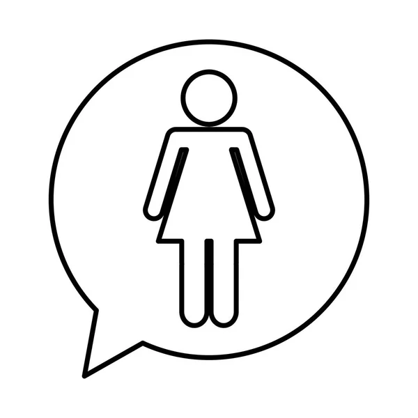 Speech bubble with woman avatar figure silhouette icon — Stock Vector