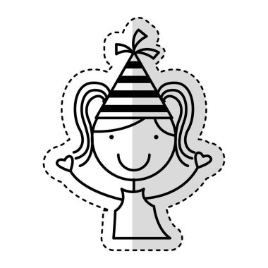 şapka parti karakter ile sevimli küçük kız