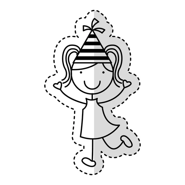 Roztomilá holčička znakem klobouk party — Stockový vektor