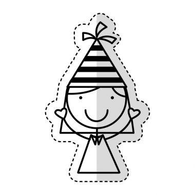 şapka parti karakter ile sevimli küçük kız